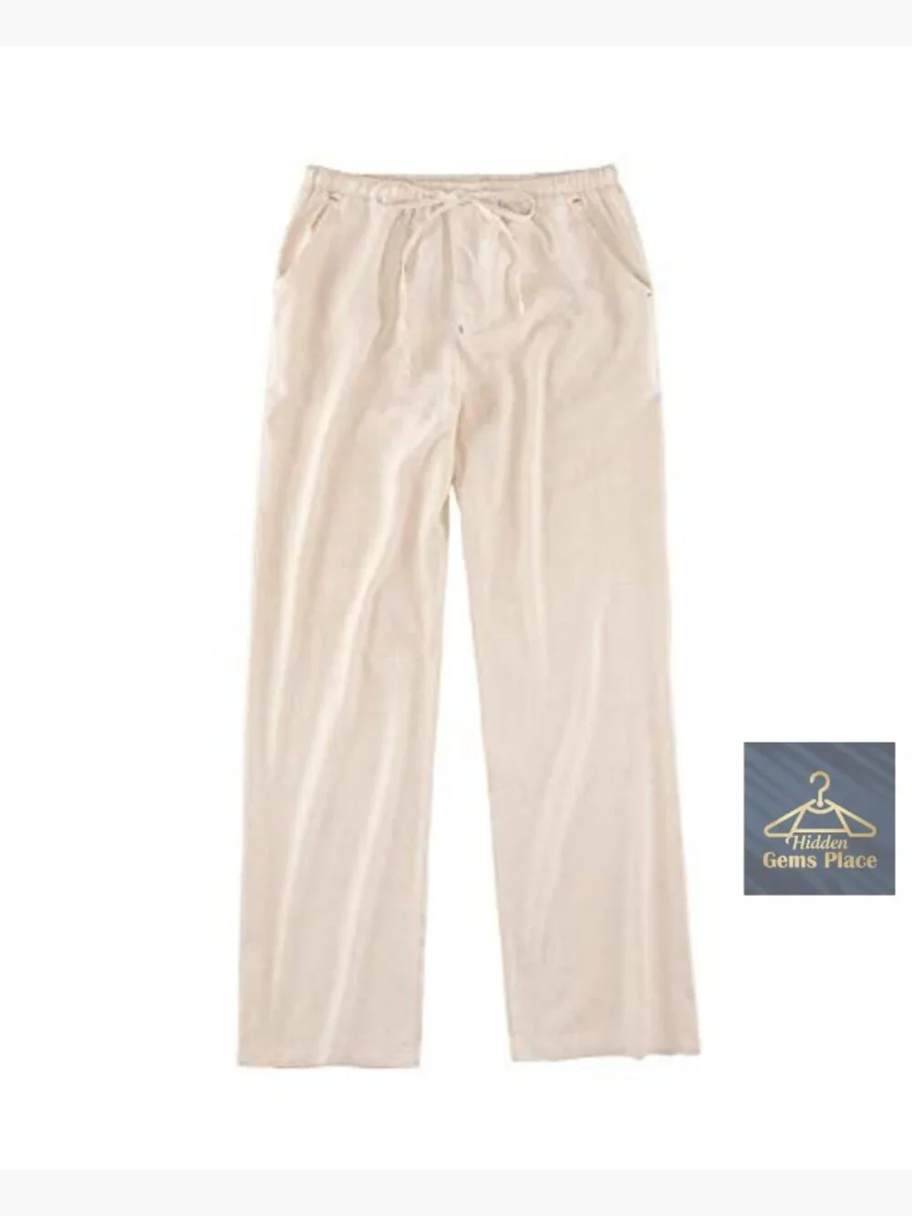 Mens Casual Elastic Waist Drawstring Pants Cotton Linen Baggy Lounge Beach